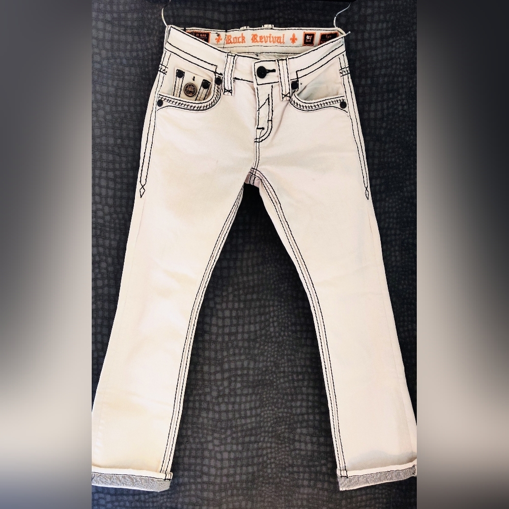Rock Revival Lyle Stretch White Jeans.  Men's size 27.